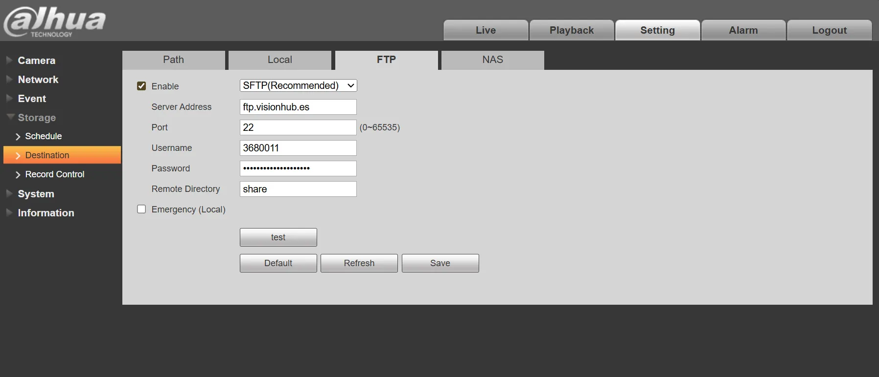 Dahua V1 FTP