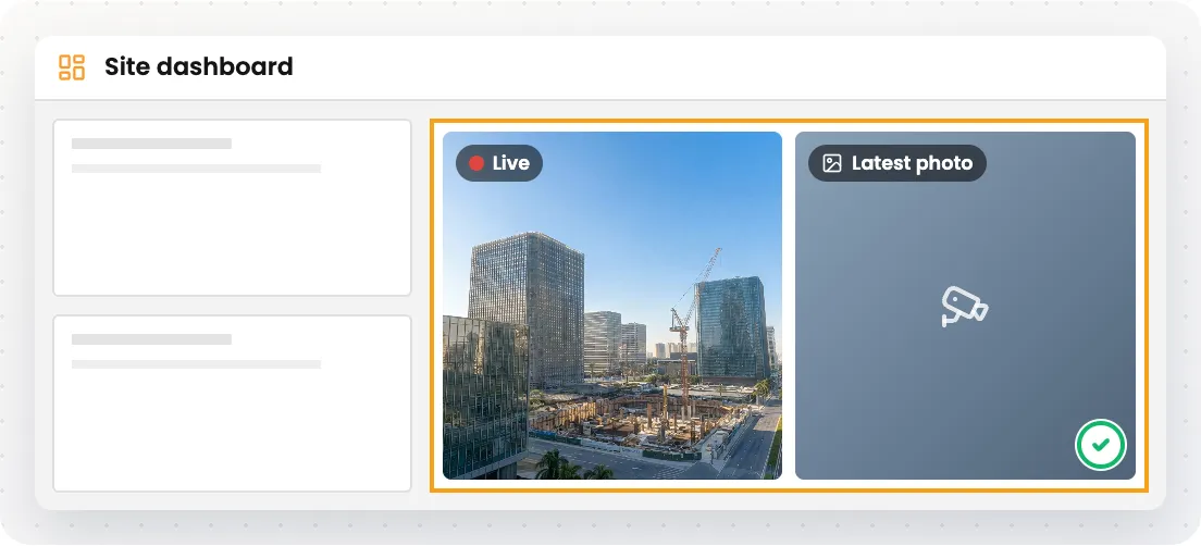 Dashboard with the VisionHub card showing a live camera