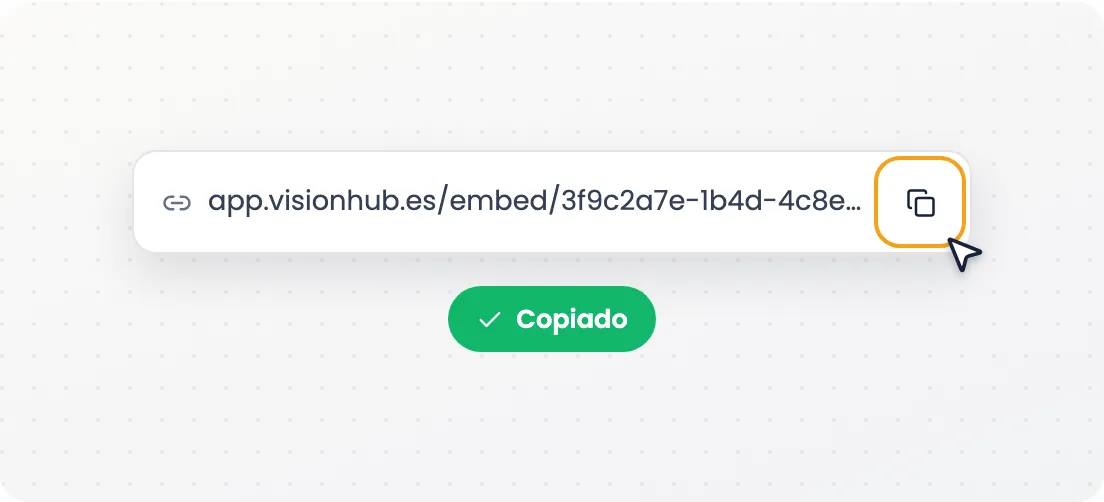Botón de copiar junto al enlace generado