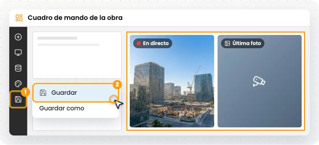 Icono de guardar de la barra lateral con la opción Guardar