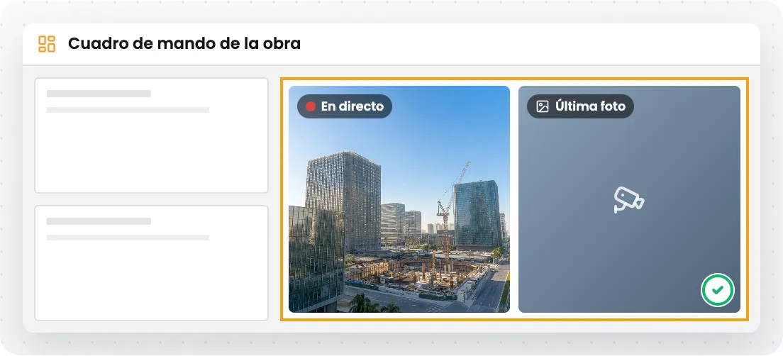 Cuadro de mando con la tarjeta de VisionHub mostrando una cámara en directo